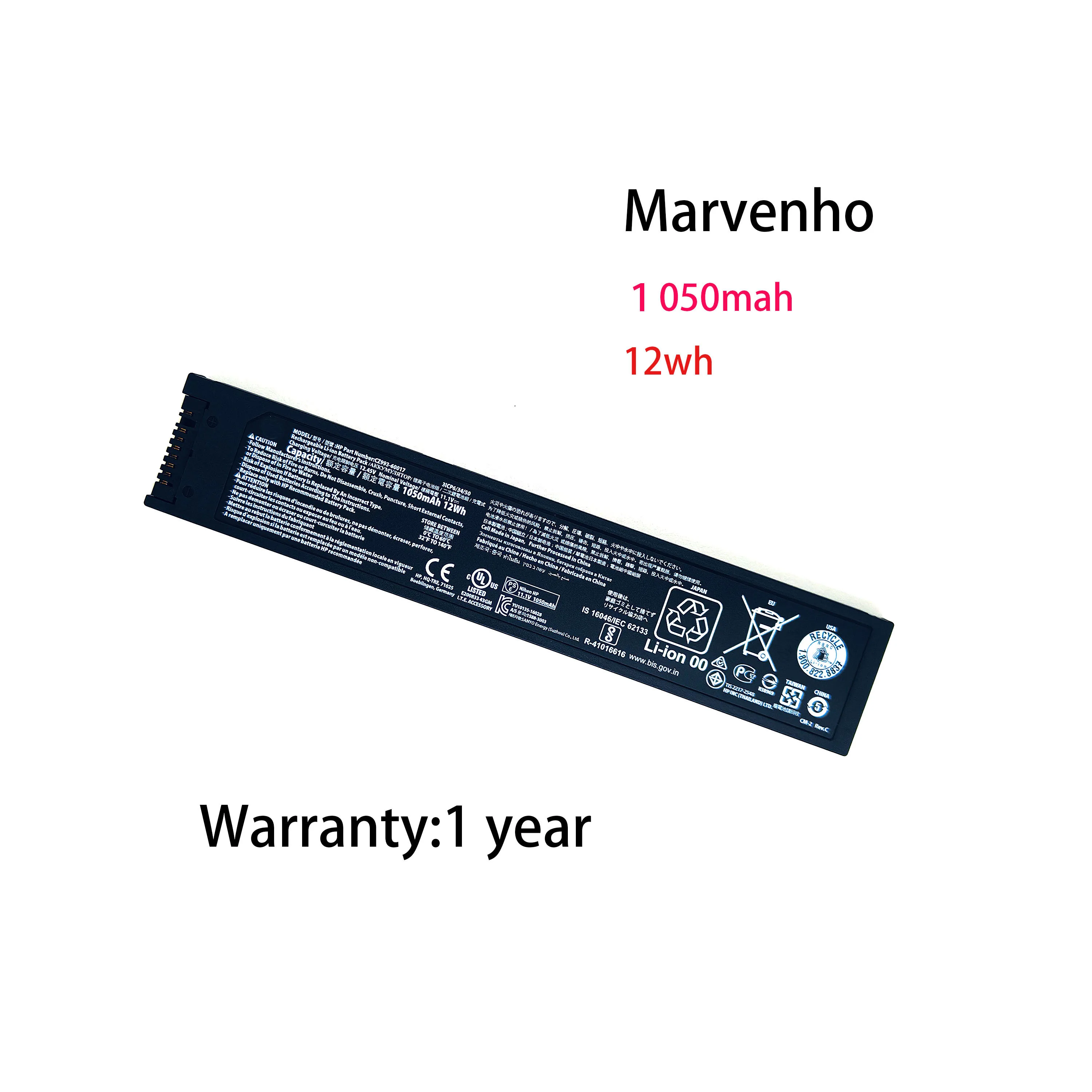 New Marvenho 11.1V 1050mah 12wh CZ993-60017 M9L89A Printer Battery for HP OfficeJet CZ993A 200 250 Series Mobile Printer