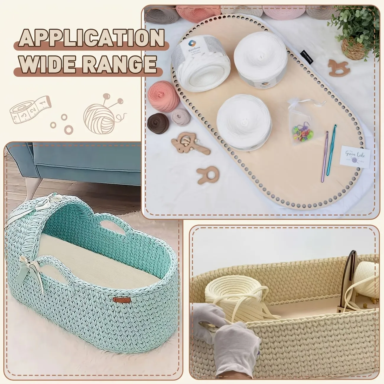 Large Moses Basket Wooden Base, Wooden Crochet Basket Base,Oval Knitting Base, Wooden Base Shaper for Crochet or Knitting Crafts