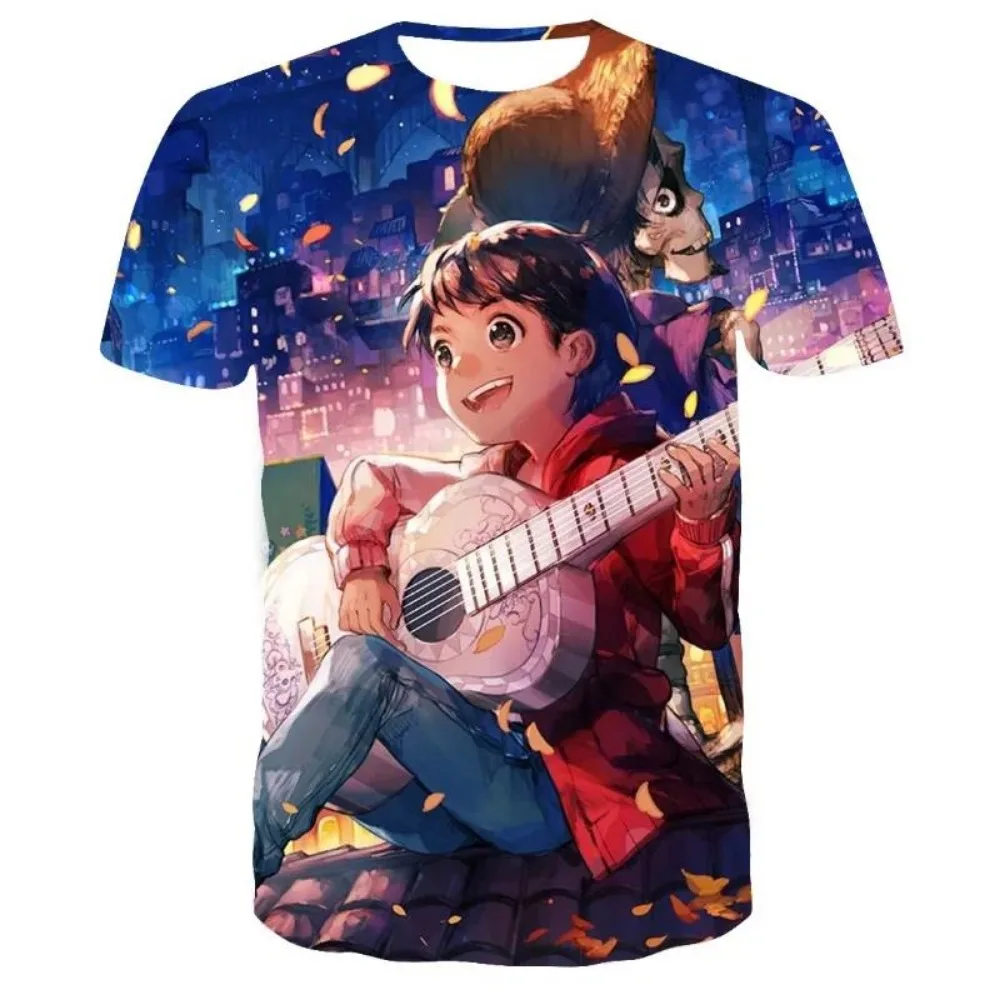 ديزني 2025 أنيمي فيلم كوكو ثلاثية الأبعاد تي شيرت مطبوع لطيف ديزني للجنسين الملابس الكرتون تي شيرت عادية Harajuku الشارع بلايز تيز