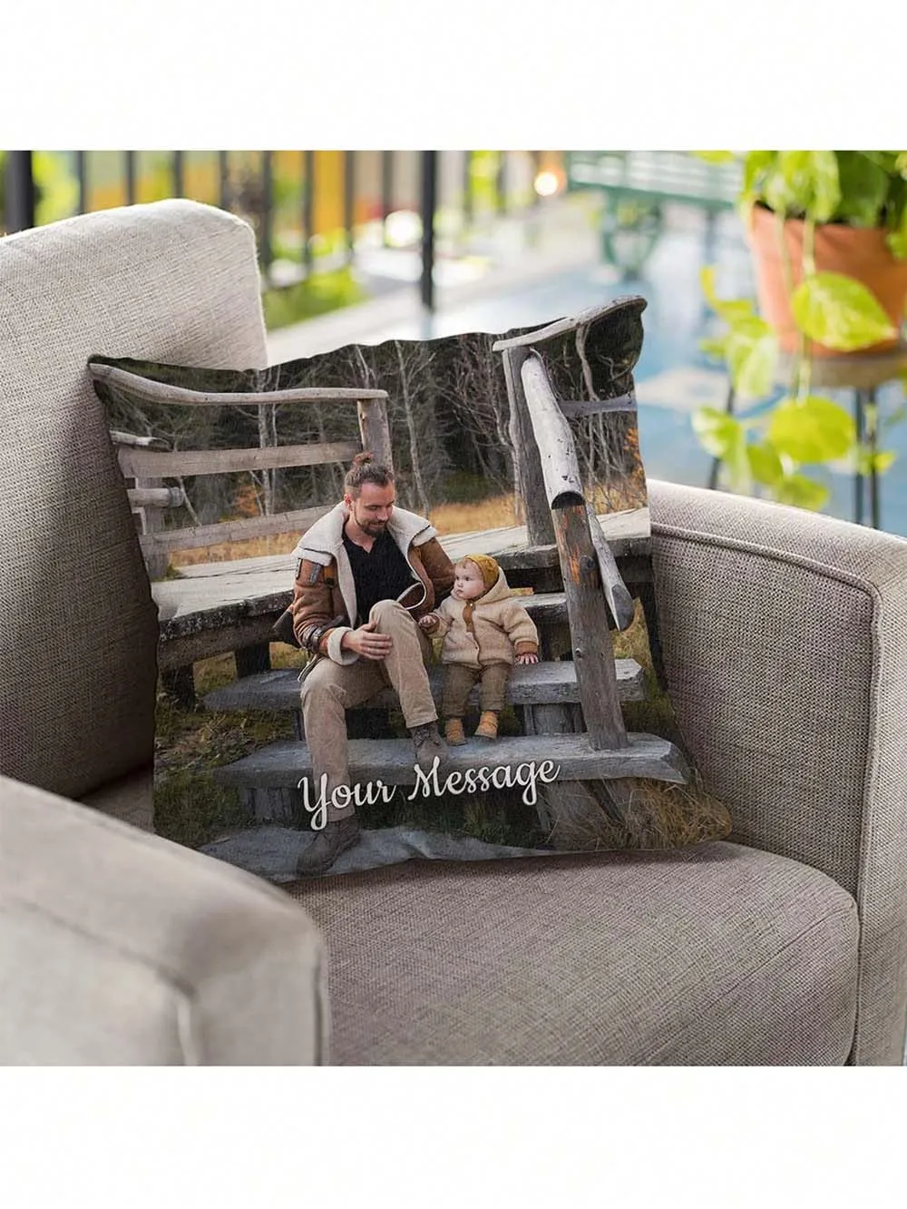 

Personalized Picture Double Sided Printed Throw Pillow Cushion,Father's Day,Custom Photo Throw Pillows ,Home Decor Gift