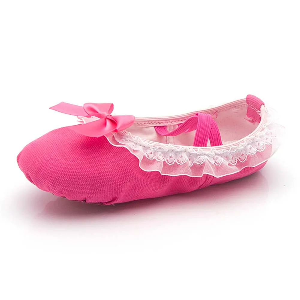 Kid Lace Bow-knot Canvas Soft Sole Ballet Shoes Girls Children Ballet Dance Shoes Women Adult Ballet Slippers Cat claw Shoes