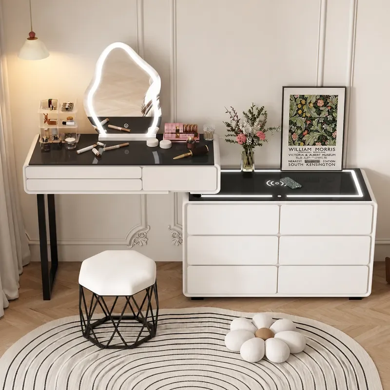 Modern Bedroom Dresser with Mirror Light Luxury Makeup Table Storage Cabinet Simple Master Bedroom Vanity Desk 2025 New