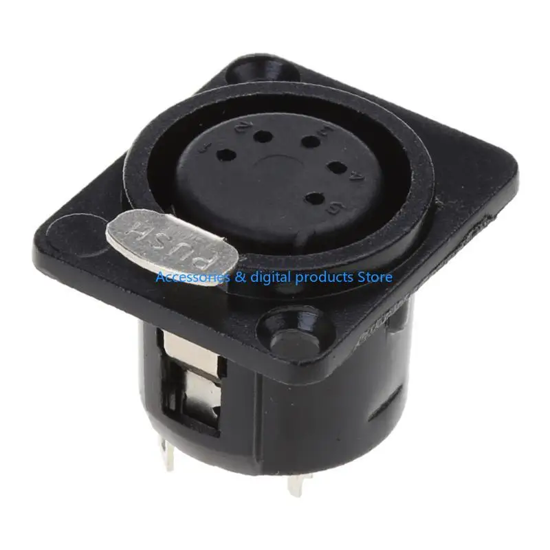 77JD 5 Pin Professional Speaker Plugs Female Base XLR Female Plugs Panel Mounted Connector 5-core Gold-plated XLR Connector - view 2