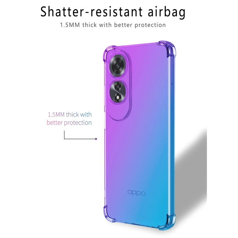 Gradient TPU Case for OPPO A80 5G A60 A40 A40M A79 5G A98 A78 A58 A38 A18 A3 Pro Protective Cover Shockproof Funda Coque Capa