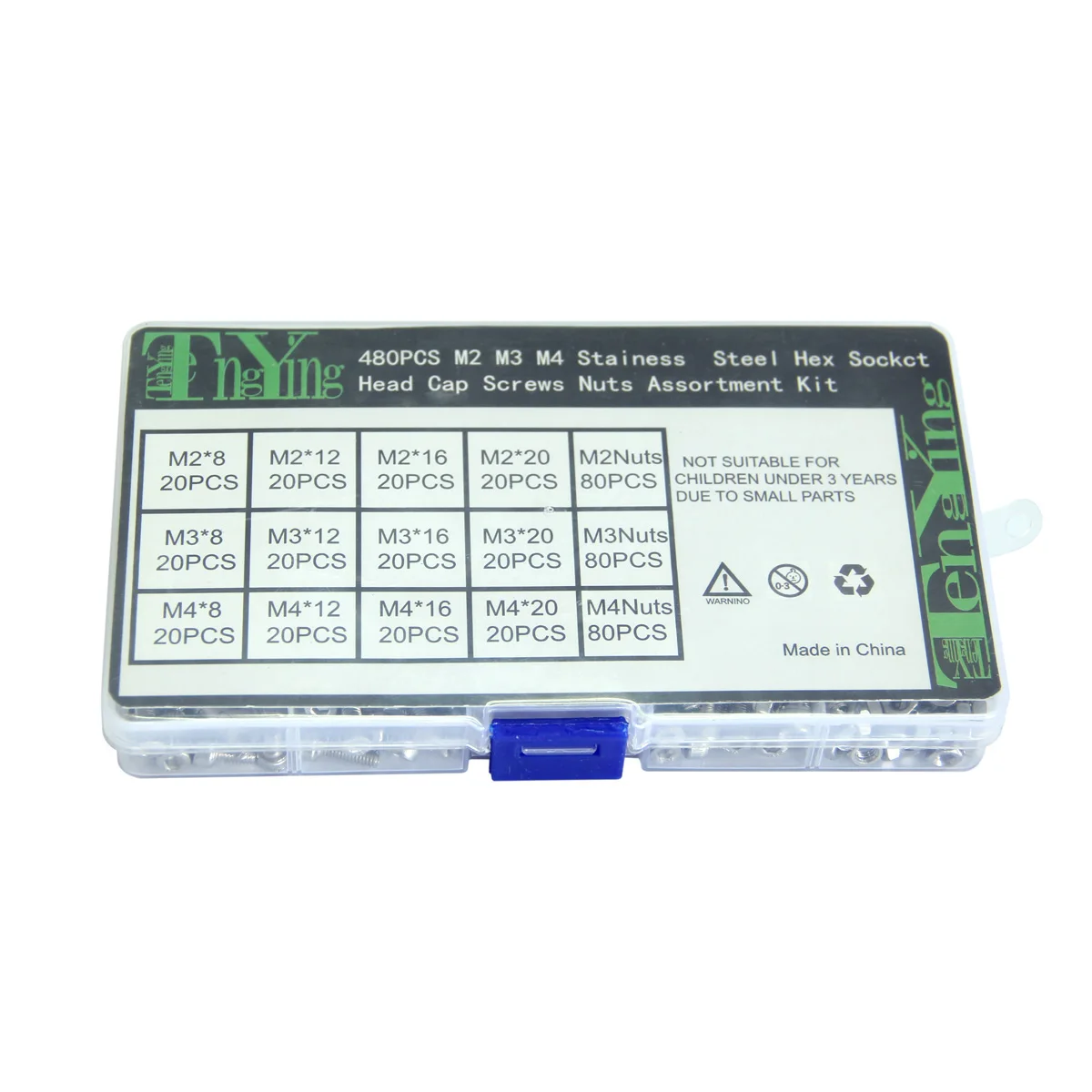 

480 Pcs Stainless Steel Screw Combination Assortment Kit Electrician Screws Nuts Bolts Washers