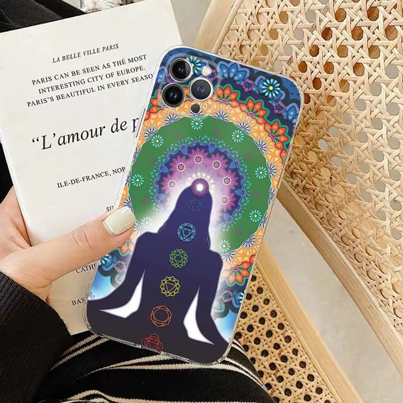 Mandala Chakra Insist Yoga Phone Case Silicone Soft for iphone 14 13 12 11 Pro Mini XS MAX 8 7 6 Plus X XS XR Cover