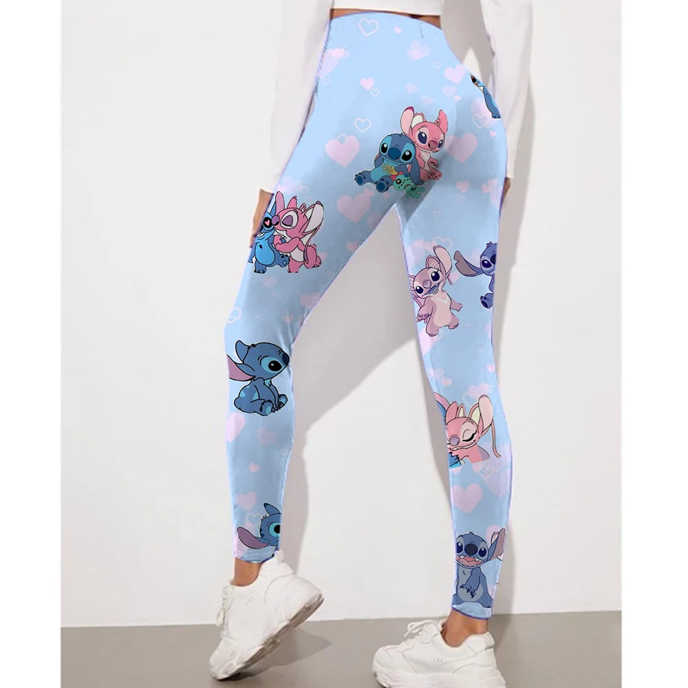 Disney Stitch Printed Yoga Sports Tights Women's Running Pants Sexy Hip Lifting Tights Push Up Pants Gym