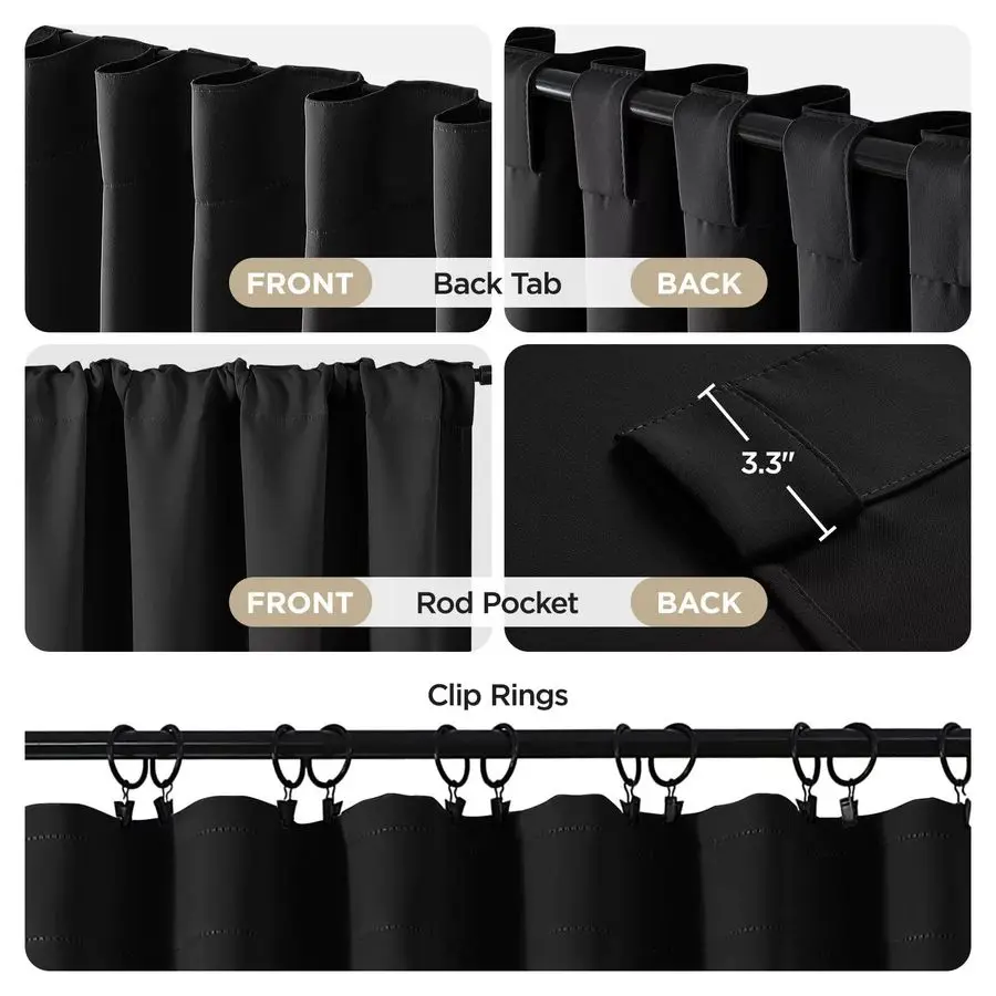 ผ้าม่านกันแสงสำหรับห้องนอน, ผ้าม่านกันแสงยาว 108 นิ้ว, ผ้าม่านลดแสงและลดเสียงรบกวน ไม่ยับง่าย, ผ้าม่านยาว 108 นิ้ว