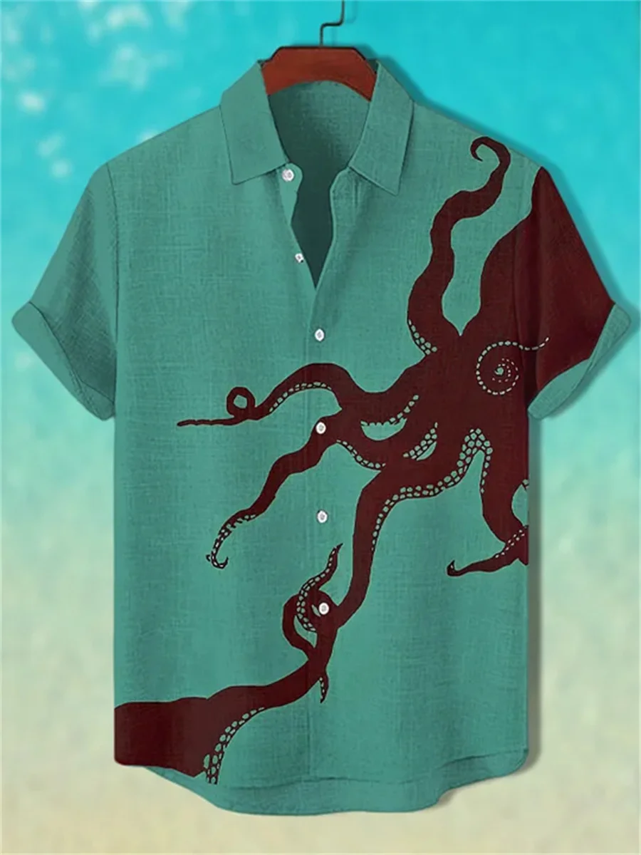 Stylish Bird Print Men's Short-Sleeve Shirt 7