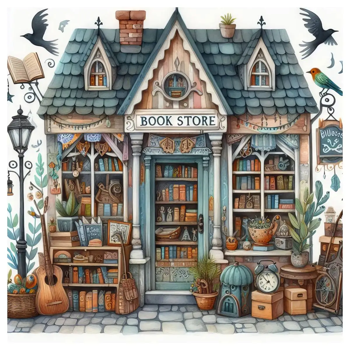 

Мультяшный книжный магазин 30X30 см/11,8 дюйма, набор для вышивки крестиком, сделай сам, 11CT/14CT, вышивка, украшение на стену, сделай сам, ремесло