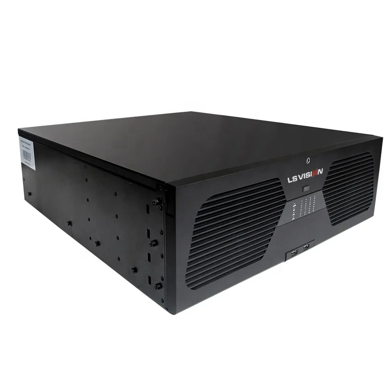 LS VISION H.265 64-канальный 256M полоса пропускания сигнализации IP-камера Сетевой видеорегистратор 1080P 3MP 5MP 64CH Nvr Поддержка 16 SATA/1 ESATA