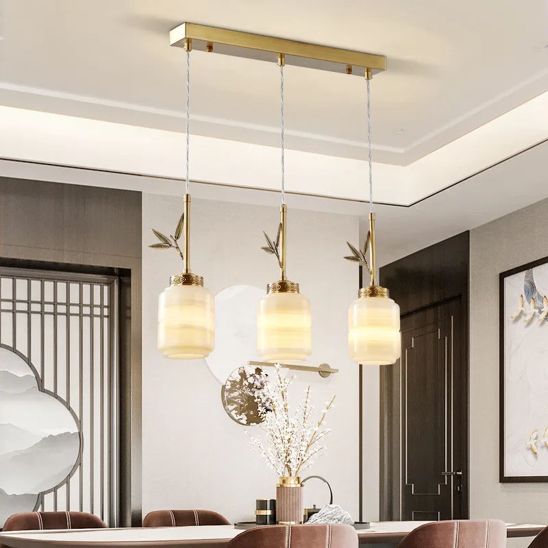 New Chinese style restaurant bar pendant lamp with Chinese style natural marble lamp, copper lamp, all copper jade lamp