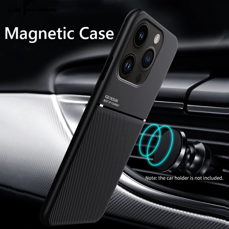 Luxury Car Case For Apple iPhone 15 Plus Cover 14 Pro Max 13 Mini 12 11 A3090 A3102 A3094 Soft Solid color Magnetic Phone shell