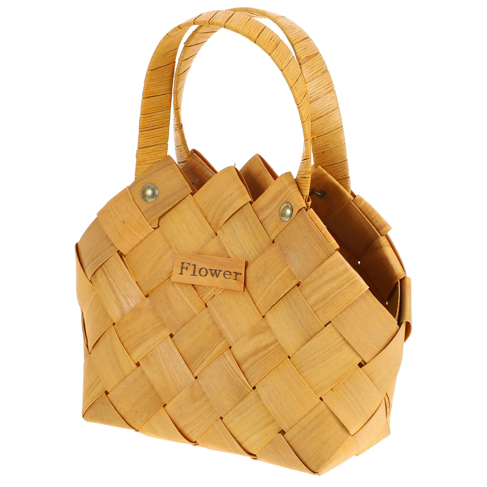 

Handwoven Flower Storage Basket Home Decorative Basket Wood Material Safe Household Woven Container Flower Storage Fruit
