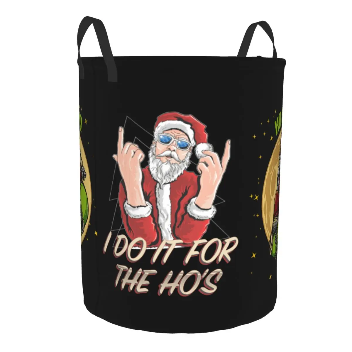 Merry Christmas Funny Santa Claus Laundry Basket Foldable Skateboarding Ho Ho Ho Toy Clothes Hamper Storage Bin for Kids Nursery