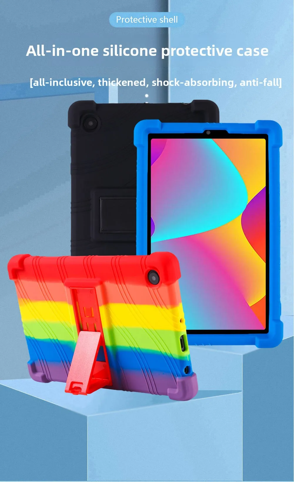 Stoßfeste TPU-Hülle für TCL TAB 8 9132X/9137, Vollständiger Schutz mit Ständer, Mehrere Farben – Detail 1