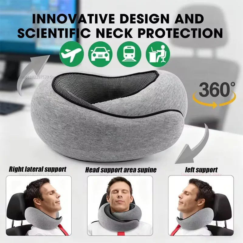 

Портативная подушка из пены с эффектом памяти для путешествий на открытом воздухе, эргономичная подушка для сна, регулируемая офисная подушка для полуденного перерыва с улиткой, дорожная подушка