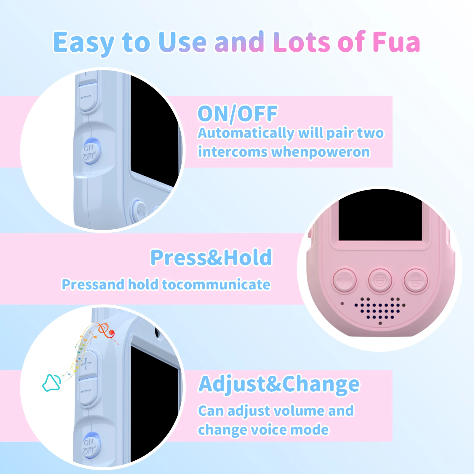 2 sztuki zabawek walkie-talkie dla dzieci, ładowalne zabawki dla maluchów z kamerą HD i zmieniaczem głosu, zabawki interkomowe o dużym zasięgu