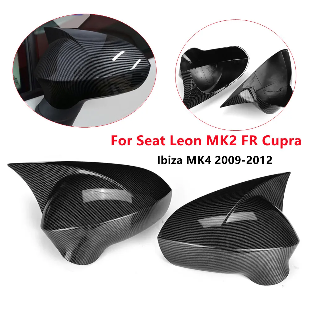 Para seat leon mk2 2009-2012 ibiza mk4 2008-2017 porta retrovisor do carro espelho lateral capa asa habitação exterior escudo guarnição abs