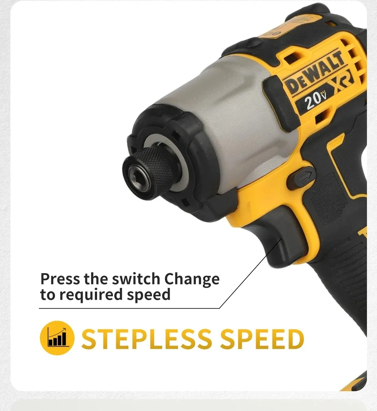 DEWALT Impact Electric Driver 20V Bürstenloser Akkuschrauber 205 Nm Elektrowerkzeuge mit hohem Drehmoment, einstellbare Geschwindigkeit DCF845 – Detail 5