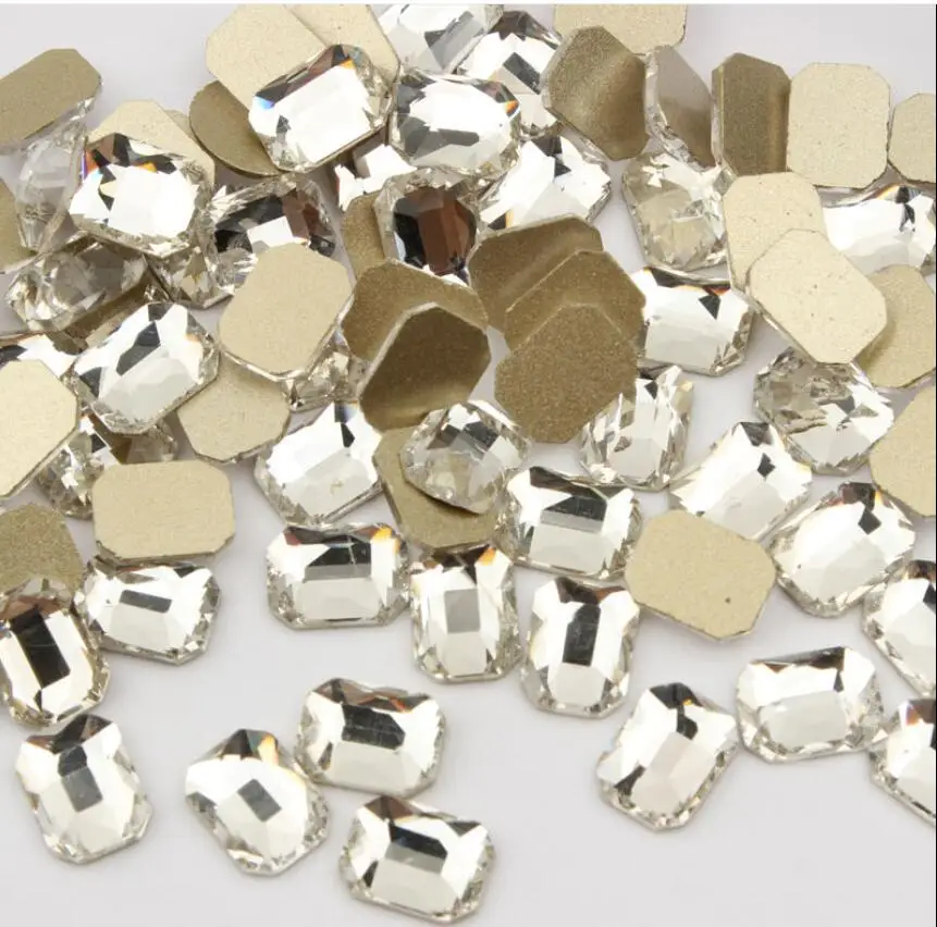 wholesale 6*8mm rectangle DIY Flat Back Nail Rhinestone  Special Shaped Crystals Art Stones 3D Personalized Decoration