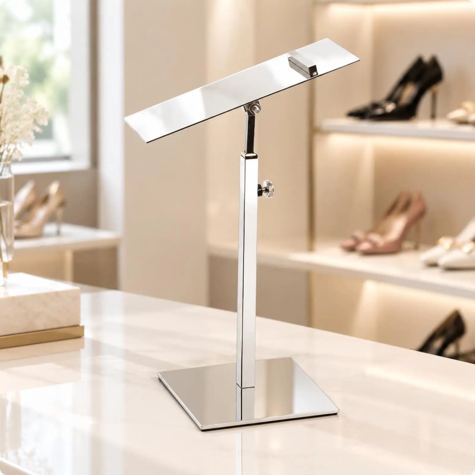 Shoe Showcase Stand with Stable Base Stainless Steel Display Rack for Product Photography Boutique Store Window Pedestal
