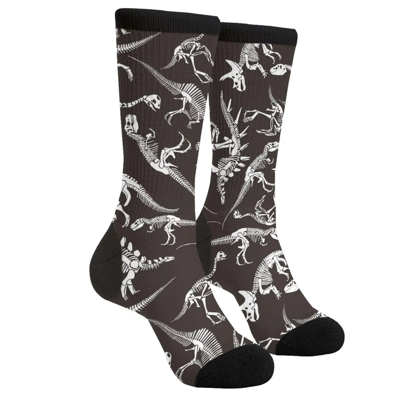 Halloween Dinosaur Skeleton Bones Fossil Primitive Casual Funny Funky Novelty Socks For Men Women