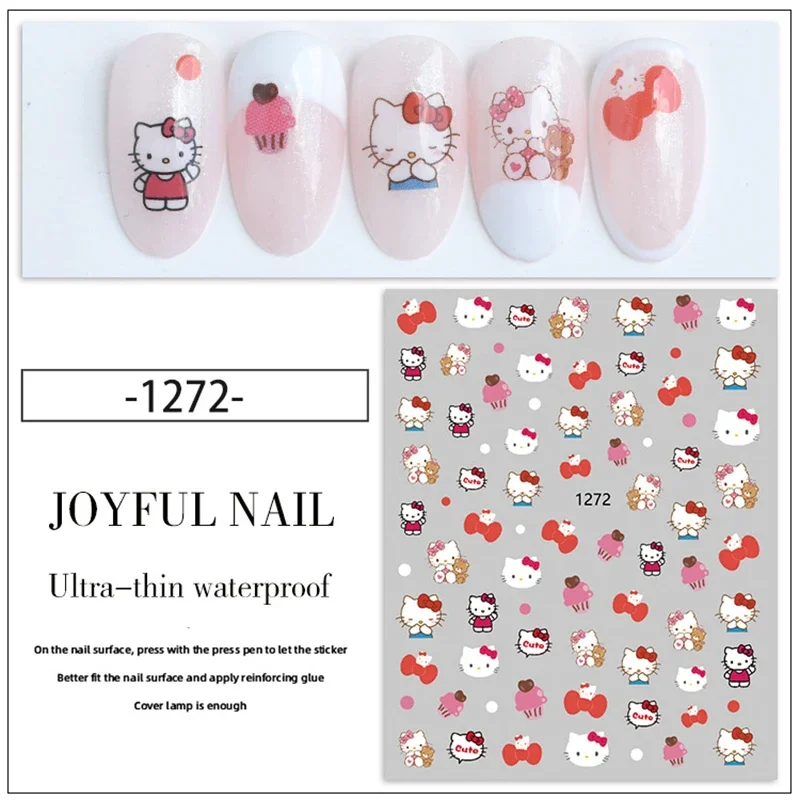 1PCS Cartoon Sanrio Kuromi Nail Stickers Hello Kitty Stickers For Nails My Melody Nail Decoration Cinnamoroll Press On Nails