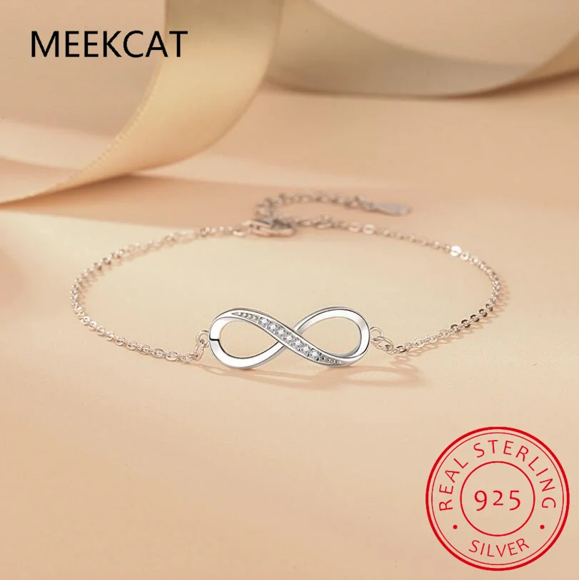 925 Sterling Silver Infinity Bracelets for Women Adjustable Friendship Bracelets & Bangles Wedding Gift Ideas