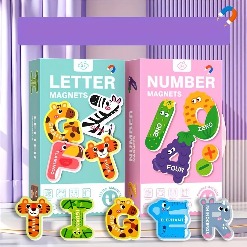 Refrigerator Magnets with Large Magnetic Letters ABC Colorful Uppercase Animal Toys Learning Games Christmas and Halloween Gifts