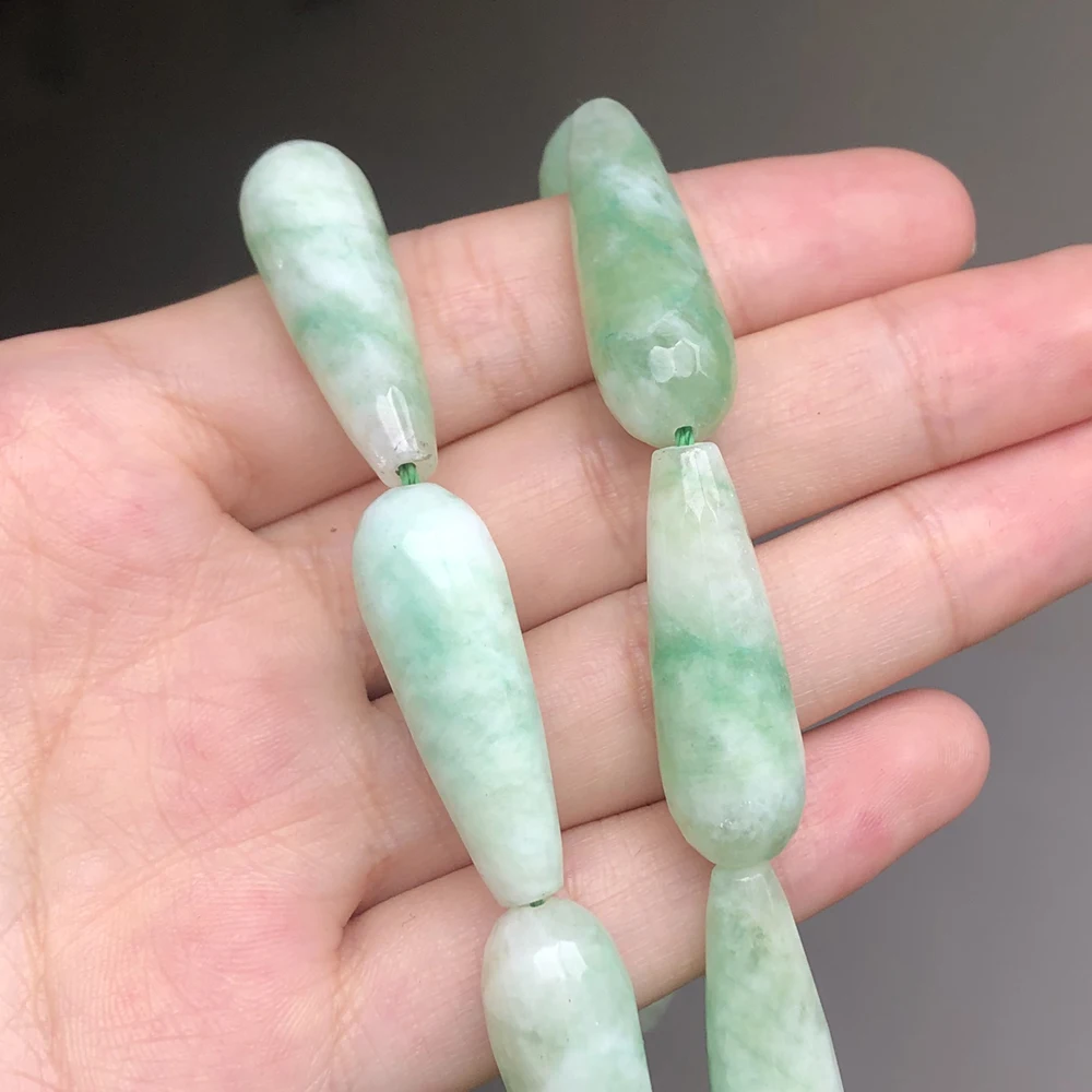 Natural Faceted Chalcedony Jades Smoky Quartz Amazonite Angelite Stone Water Drop Loose Beads For Jewelry Making Diy Bracelet