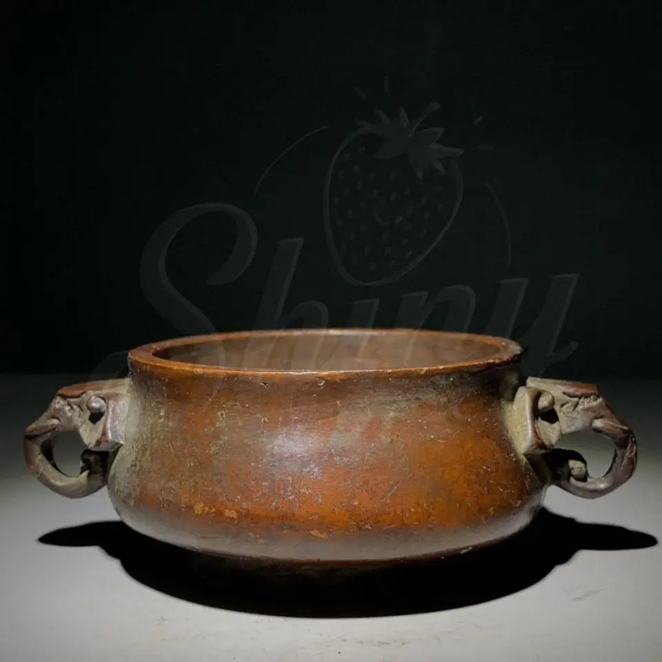 

Old Chinese Temple Purple Bronze Both Ears Censer Incense Burner Statue Sacrifice Pray Feng Shui Ornaments