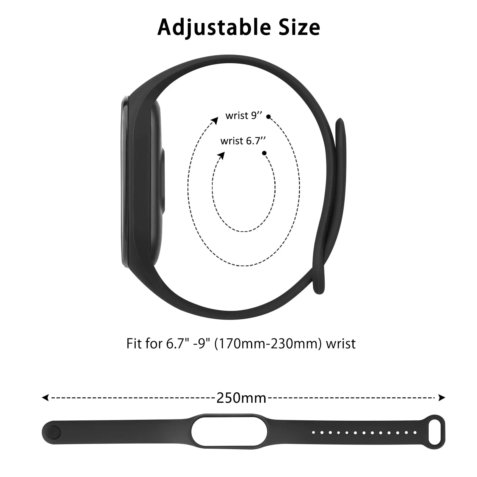 Xiaomi Mi Band 4,3,5,6,4,7,8,9用のスペアシリコンストラップ