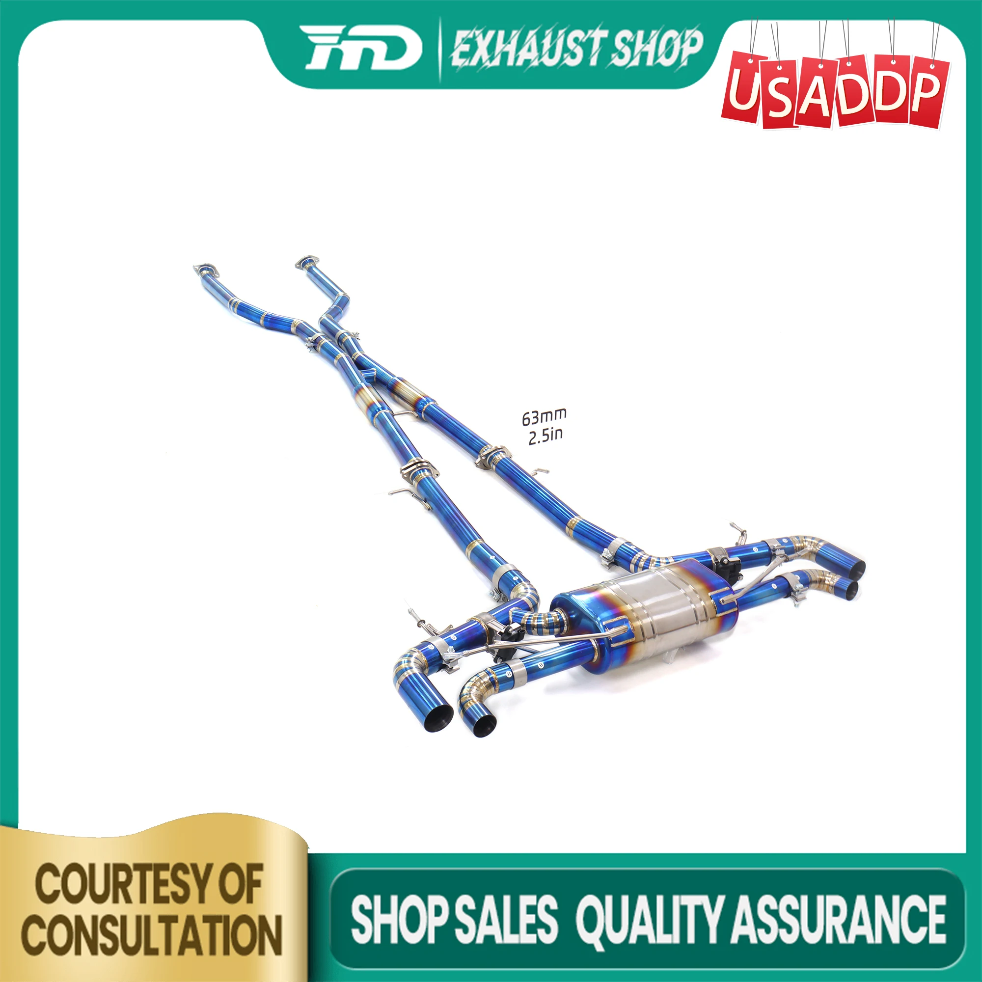 

Exhaust system for Lexus LC500h 3.5L Electronic valve Muffler Baked blue Ti Catback Non-destructive installation