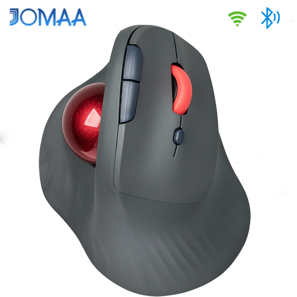 

JOMAA Bluetooth + беспроводная трекбольная мышь 2,4G, бесшумные эргономичные шариковые мыши с роликом, вертикальная мышь для большого пальца, подключение к устройству