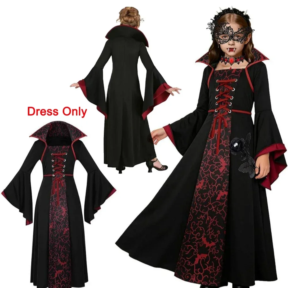 Mädchen Halloween Geisterbraut Kostüm Vampir-Kleid Kind Böse Terror Vampirin Rollenspiel Karneval Party Cosplay Outfits – Detail 3