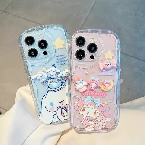 For Samsung Galaxy S25 Ultra S24 Plus S23 FE S22 S21 S20 A31 A51 A30S M55 Kawaii Melody Cinnamoroll Cartoon Soft Wave Phone Case