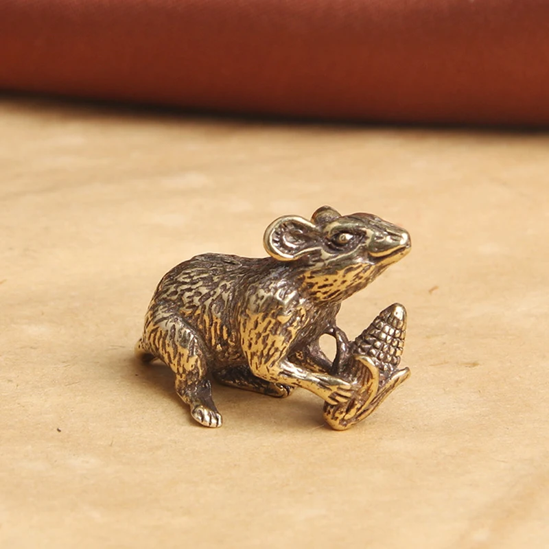 SE DIY Keyring Hanging Accessories Cute Rat Keychain Gifts Brass Animal Mice Love Rice Figurines Car Key Chain Pendants Jewelry