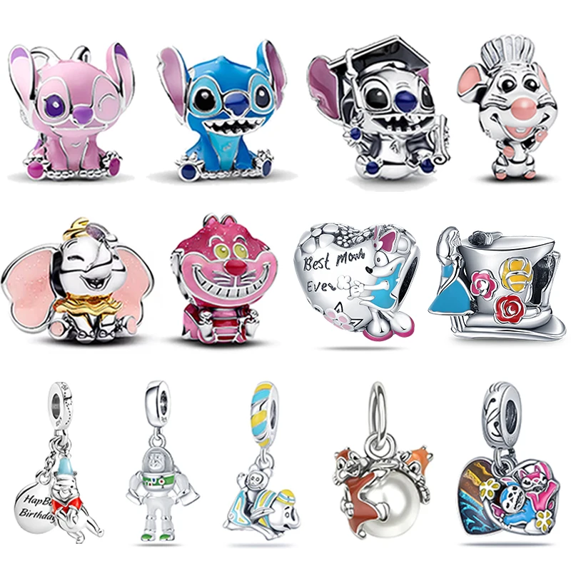 

Fit Original Women 925 Bracelet Disneys Cheshire Cat Dumbo Squirrel Chip Dale Charms Beads 925 Silver Jewelry Pendant DIY Gifts