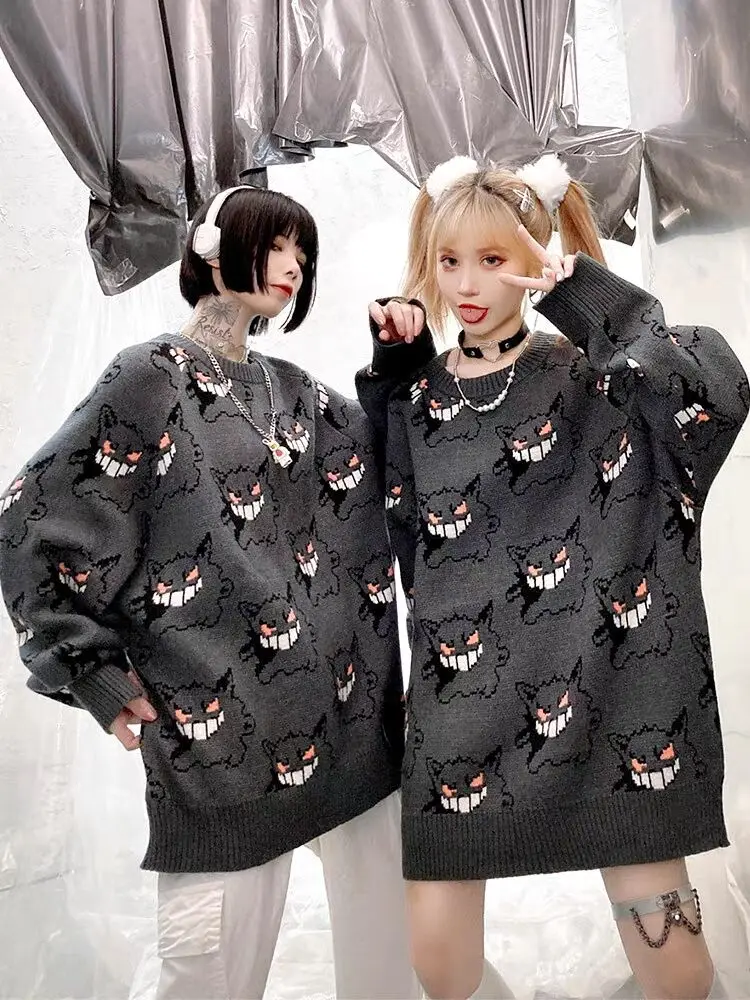 Hot Anime Gengar maglione donna Harajuku modello Pullover sciolto stile coreano autunno inverno moda maglioni lavorati a maglia caldi