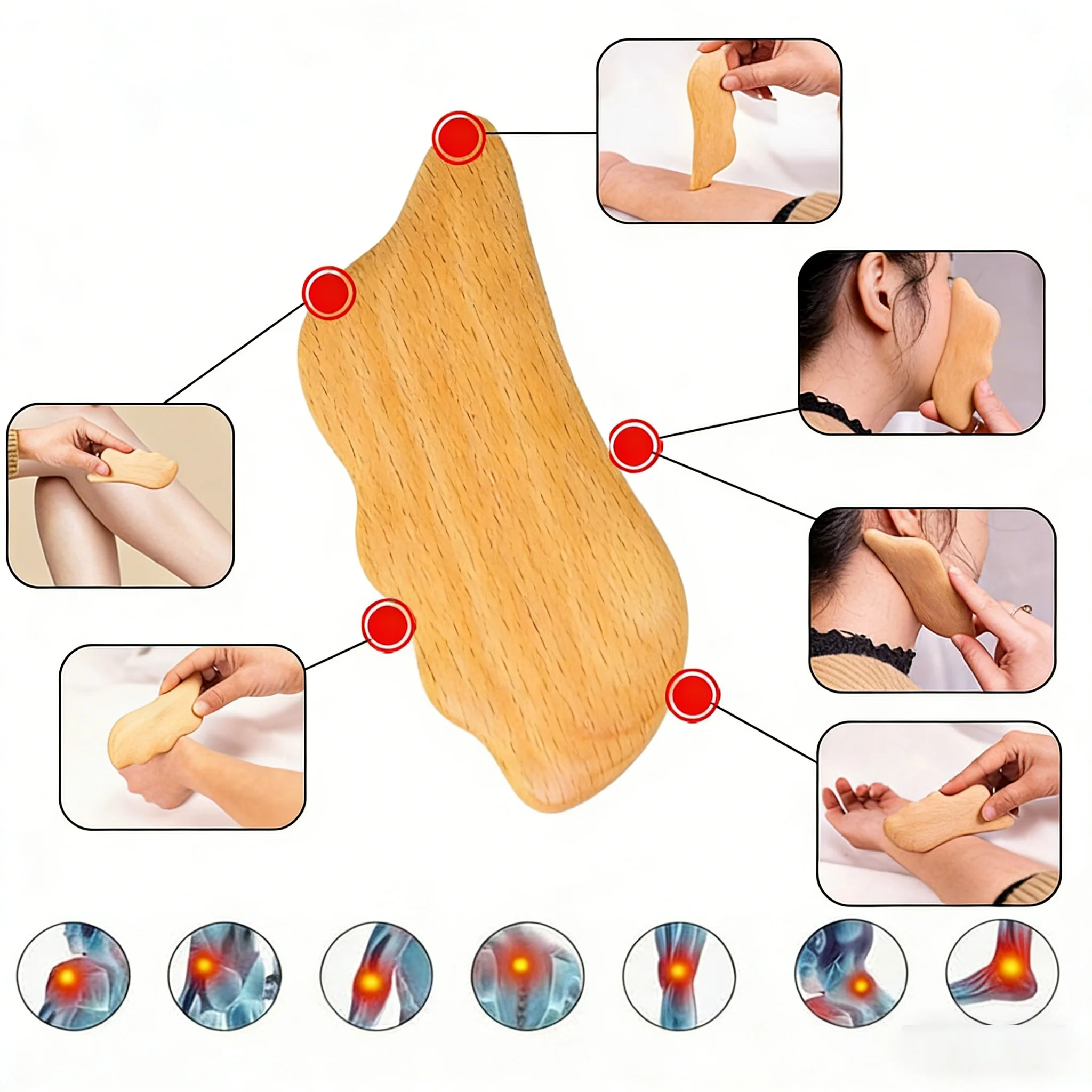 เครื่องมือกัวซาหน้าไม้บีชธรรมชาติ, เครื่องนวดหน้าไม้สำหรับยกกระชับและระบายน้ำเหลือง, ดูแลผิวต่อต้านริ้วรอยและผ่อนคลาย