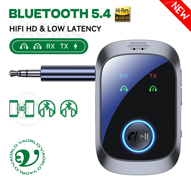 Récepteur et transmetteur Audio Bluetooth 5.4 2 en 1, Multipoint, double flux, HIFI, stéréo, musique, adaptateur sans fil, 3.5mm AUX avec micro HD