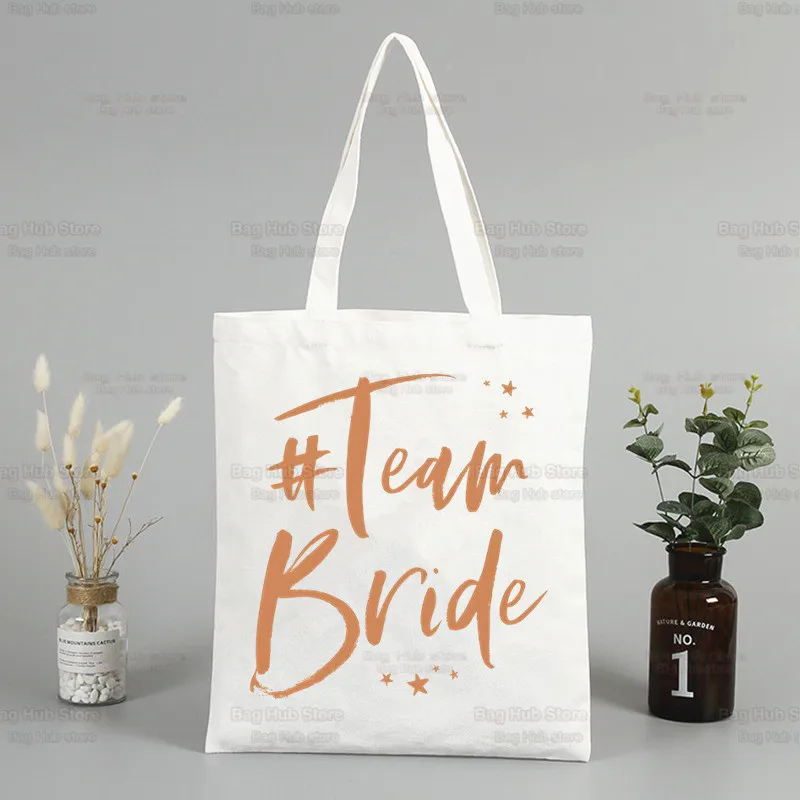 Bolsa de compras de ombro para mulheres, sacolas de despedida de solteira, Eco Shopper, Bridesmaid Wedding Party, Team Bride