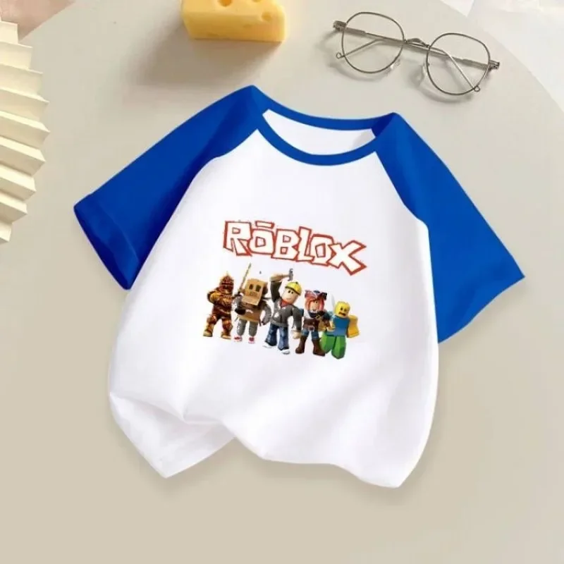 تي شيرت قطني بأكمام قصيرة مطبوع عليه رسوم متحركة من Game Roblox Anime للأطفال في المنزل، هدية عيد ميلاد لألعاب الرسوم المتحركة #2