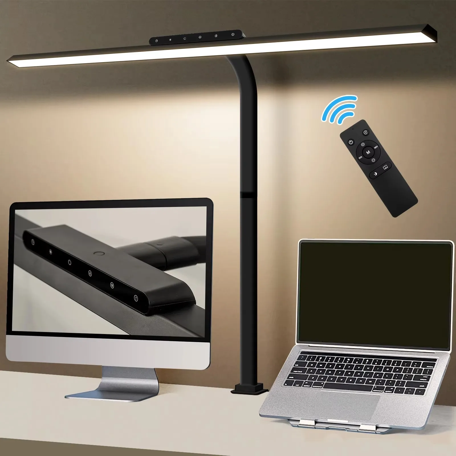 LOOPITYS 24W LED Desk Lamp 80cm 2310 Lumens Touch Control Dimmable Adjustable Color Temperature Clamp Table Lamp