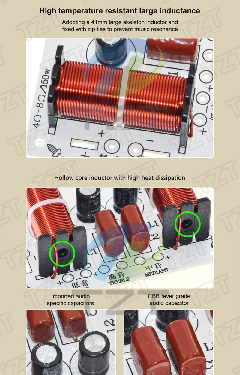1/3PCS 3 Weg Audio Lautsprecher 150W Crossover Schaltung Höhen Mitteltöner Bass Modul Audio Lautsprecher Frequenz Teiler hause Lautsprecher – Detail 2
