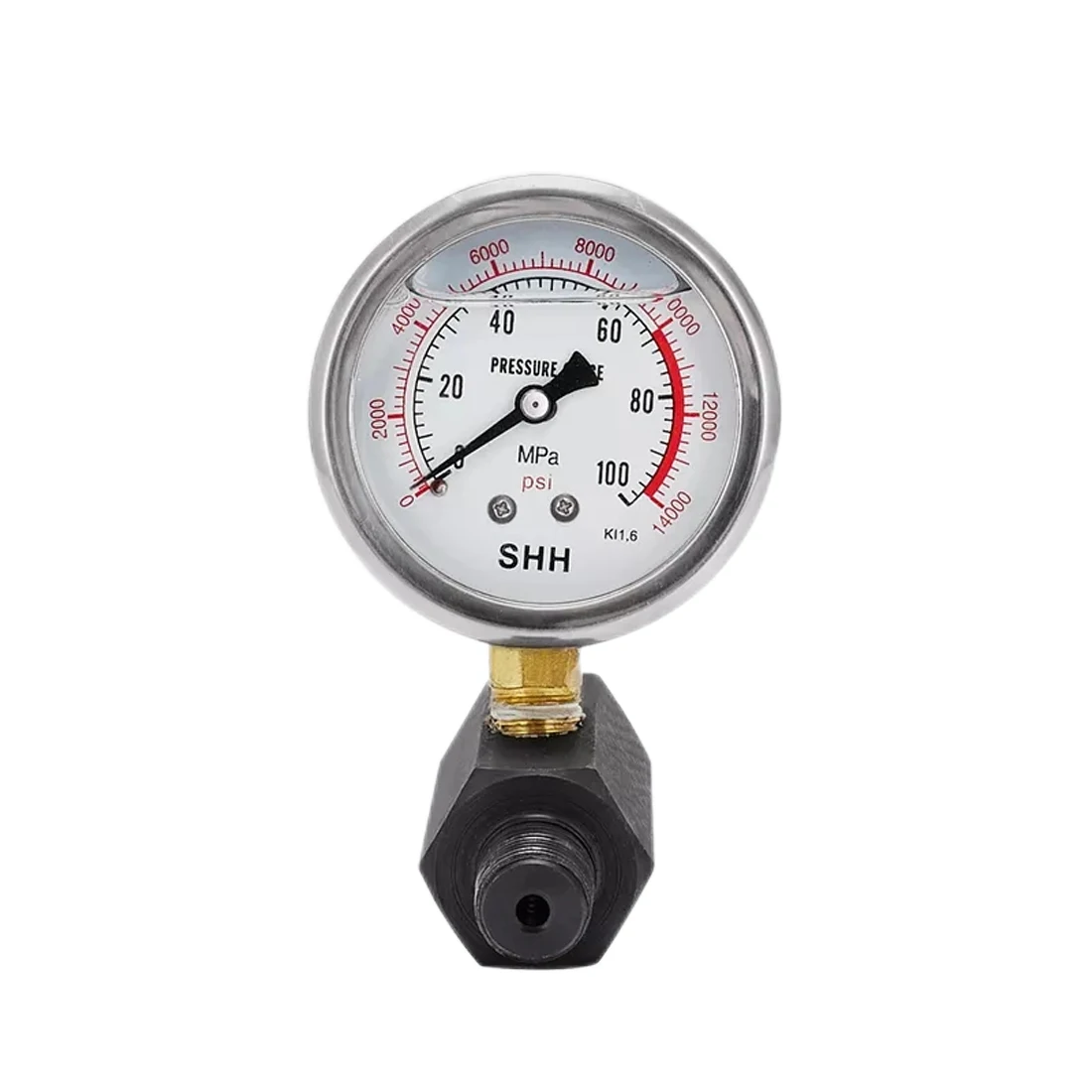 

Pressure high-pressure gauge 100MPa stainless steel vacuum hydraulic oil pressure wear-resistant and shockproof