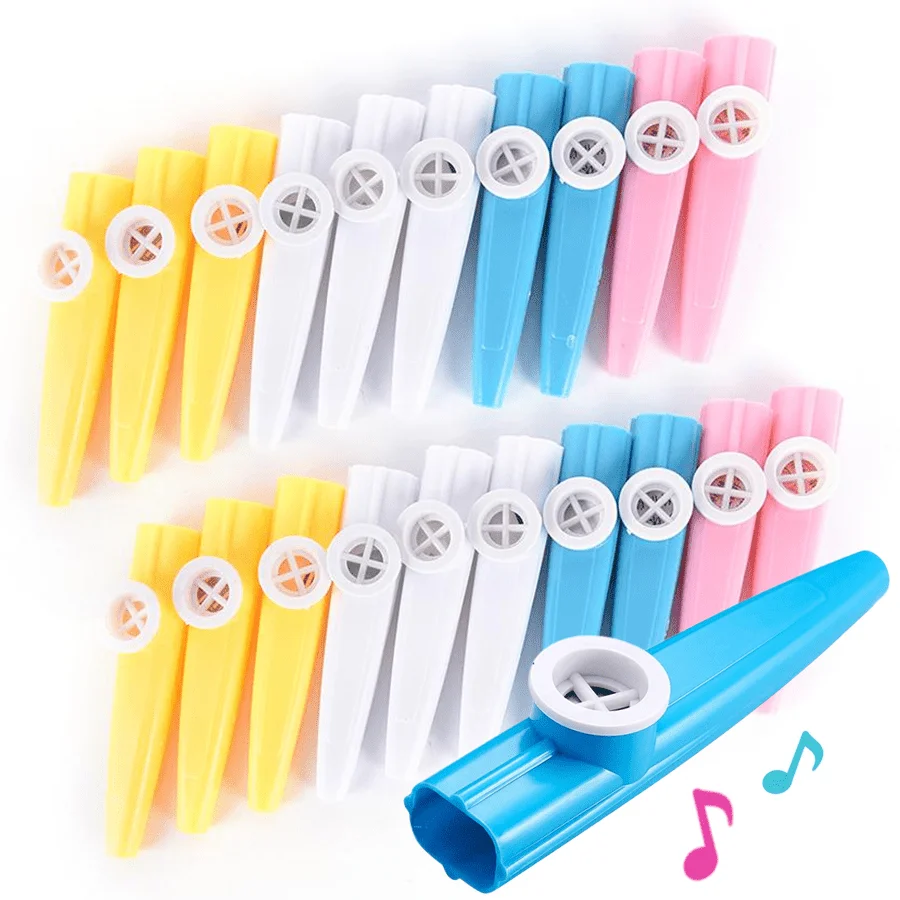 4/12/21pcs Bright Color Plastic Kazoo Random Portable Wind Instrument Fun Sound for Music Lovers Stage Performance Party XJM