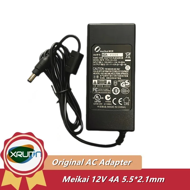 

Genuine MeiKai PDN-48-48A 12V 4A 48W Power Supply AC/DC Adapter Charger 5.5*2.1mm