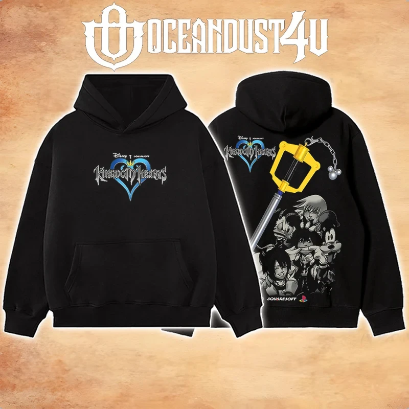 Kingdom Hearts Graphic Hoodie Men Women Keyblade Sora Print Hooded Pullover Sweatshirt Game Fans Streetwear Tops